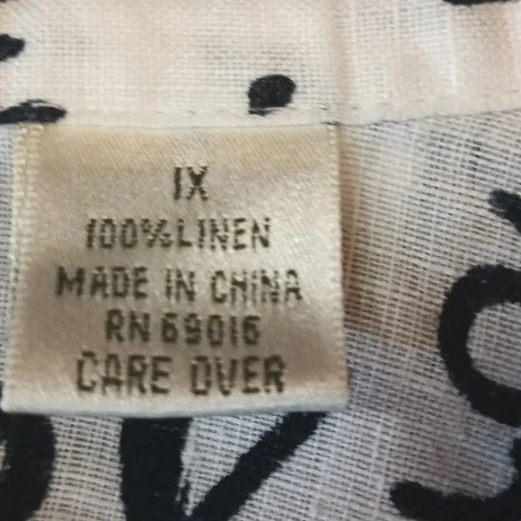 Linen Laura Ashley Woman french print black white button cuffed sleeve 1X - Picture 12 of 12